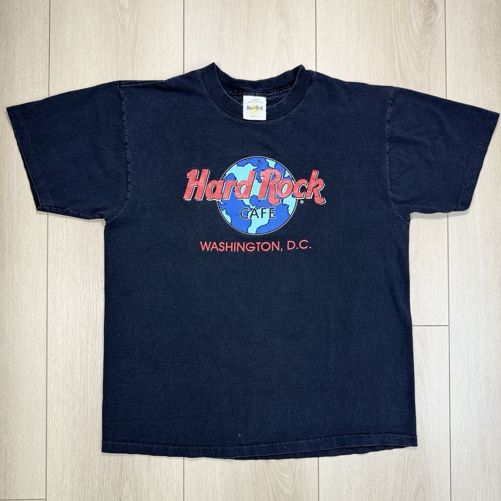 VTG Hard Rock Cafe Washington DC Large Single Stitch‎ T Shirt USA Made Black